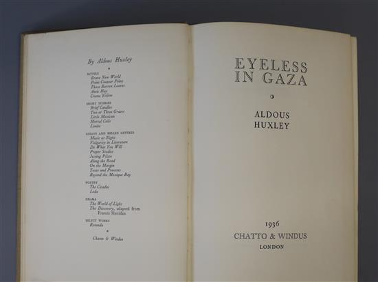 Huxley, Aldous - Eyeless in Gaza, 1st edition, 8vo, cloth, Chatto and Windus, London 1936; Whistler, Laurence - Who Live in Unity, Lond